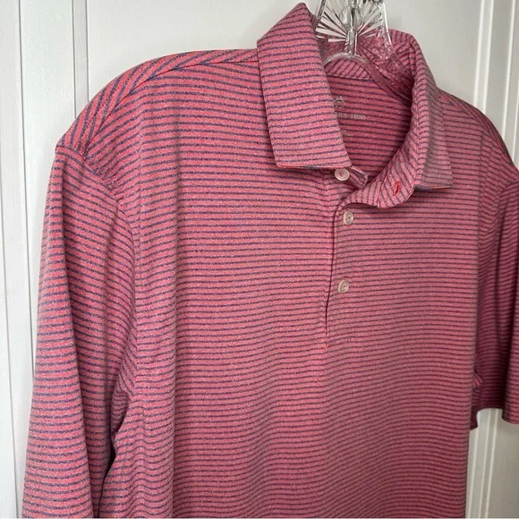 Southern Tide Dark Pink and Blue Striped Polo Shirt medium - Picture 3 of 9